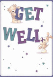 With a radiant cheer that echoes the welcoming nature of Chingford, this get well card illustrates comfort in its purest form. At the centre, a cuddly bear and an animated puppy interweave their playful energy with the sturdy, colour-rich letters of 'Get Well,' shaded in jewel-toned indigos and tranquil teals. Their textured fur is depicted in such soft detail that you can almost sense their gentle embrace-a sensation as nurturing as fresh petals from a Ridgeway Park garden. Sprinkles of starbursts, in varying blues and purples, meander across the creamy, luminous background, imbuing the image with whimsy and a sense of hope. The expressive eyes of the two friends convey a quiet encouragement, making the viewer feel both uplifted and reassured. As a local florist in Chingford, I see in this card the same delicate care we bring to each hand-tied bouquet meant to comfort and inspire. Whether paired with a floral arrangement or sent as a standalone gesture, the card's warm innocence, joyful colours, and uplifting design embody the caring connections that make Chingford a wonderful place to heal and to share in each other's well-being.